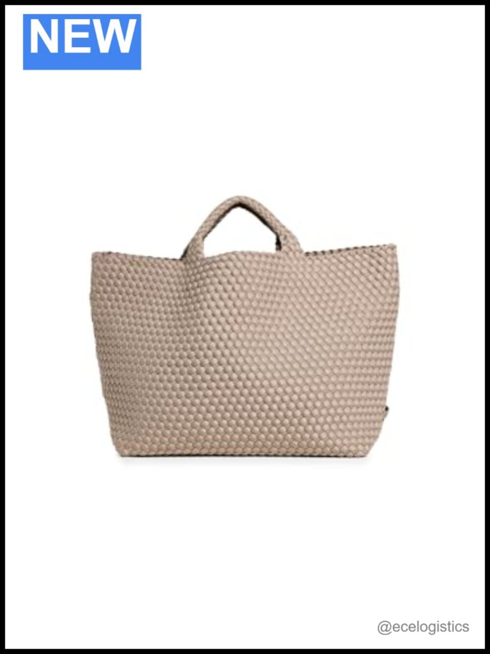 Handwoven Neoprene Tote with Removable Pouch Structured Base Top Handles
